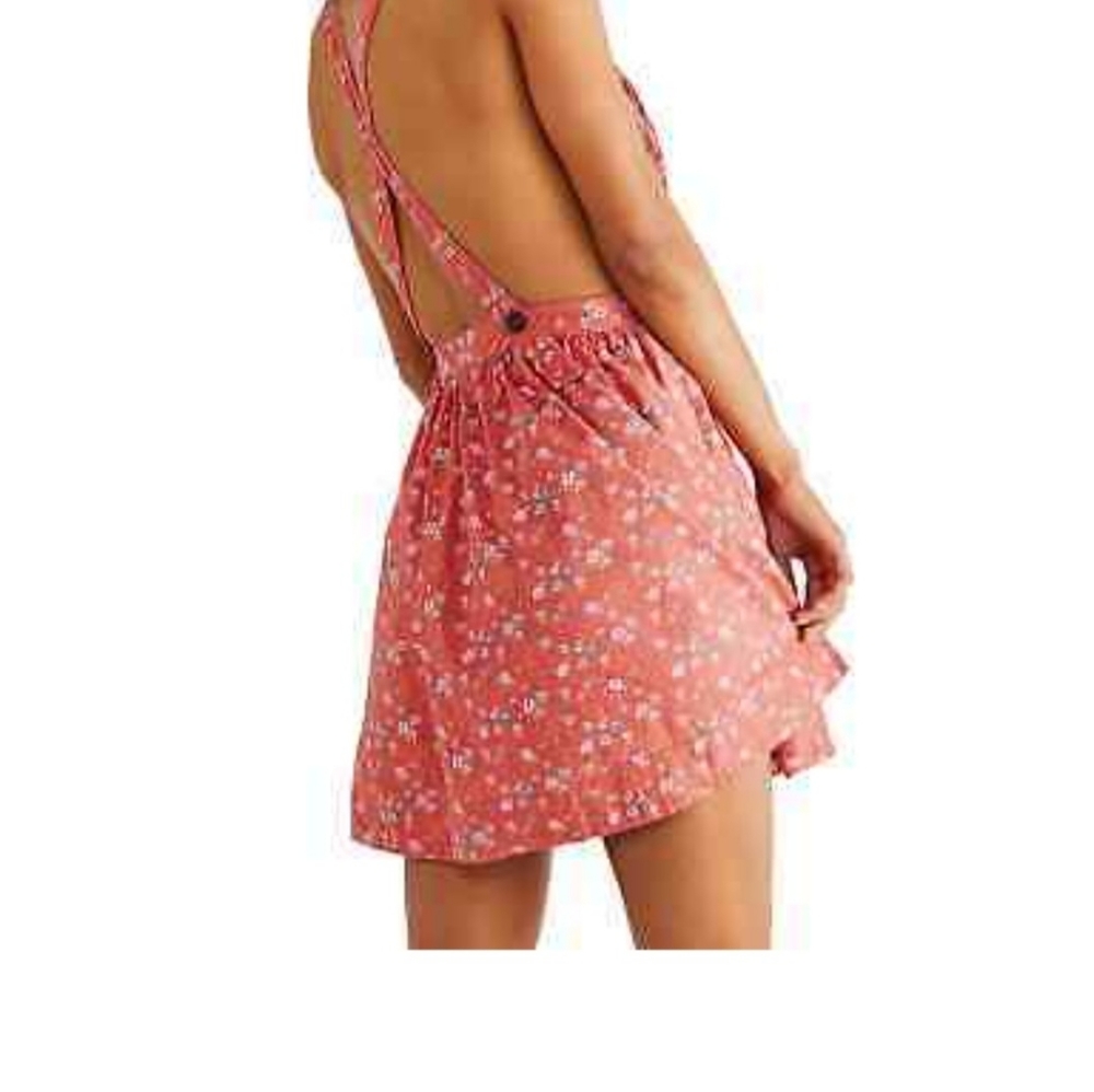 Free People Floral Print Petunia Poppy Combo Texture Piecing Front Scoop Crissc - Picture 2 of 16